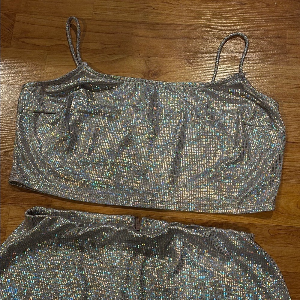 Silver Sequin Two-Piece Set - Picture 2 of 7
